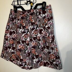 Vintage Kenneth Gordon Walking Shorts Pleated Women Size 12 Floral Birds EUC
